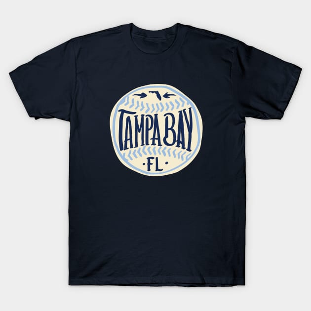 Tampa Bay Florida Hand Drawn Typography Baseball T-Shirt T-Shirt by goodwordsco